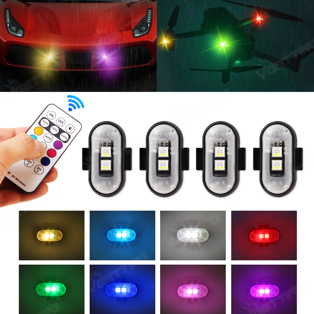 Drone Led Light - 4Pcs Mini Drone Strobe Light 8