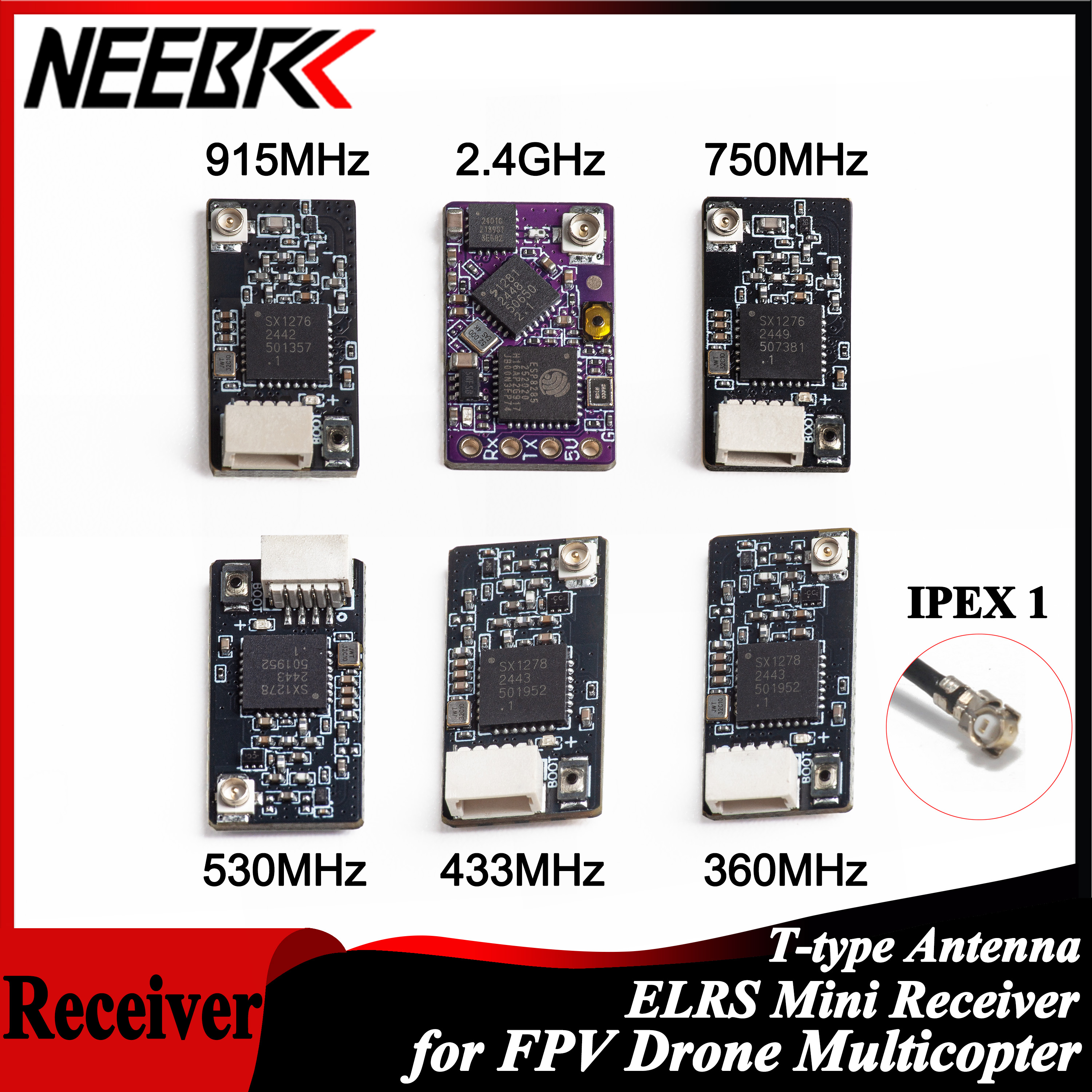 Drone Antenna - NEEBRC ELRS 2.4G/915Mhz/360Mhz/433MHz/530MHz/750Mhz RX Long Range