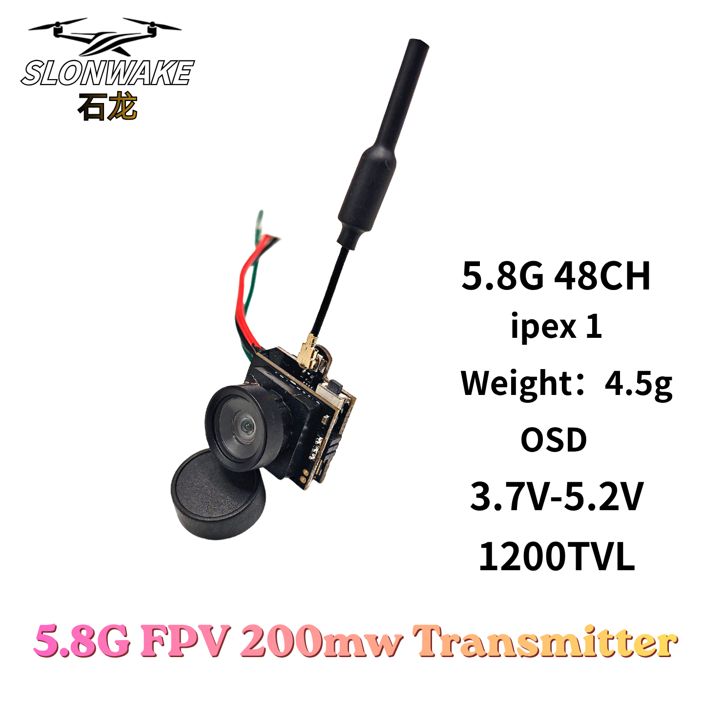 Slonwake 5.8G 48CH 200mW FPV D - Drone Transmitter review and price