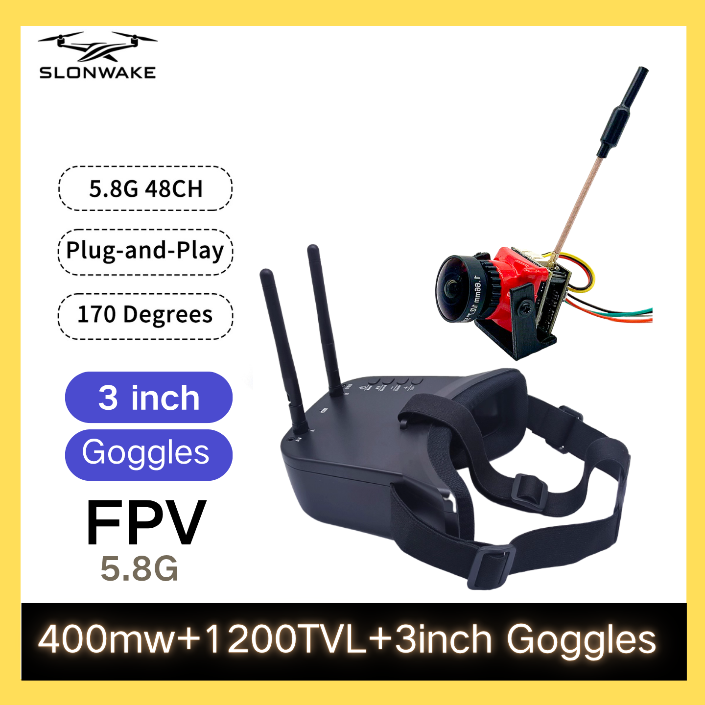 SLONWAKE 5.8G 48CH FPV 400mw V - Drone Frame review and price