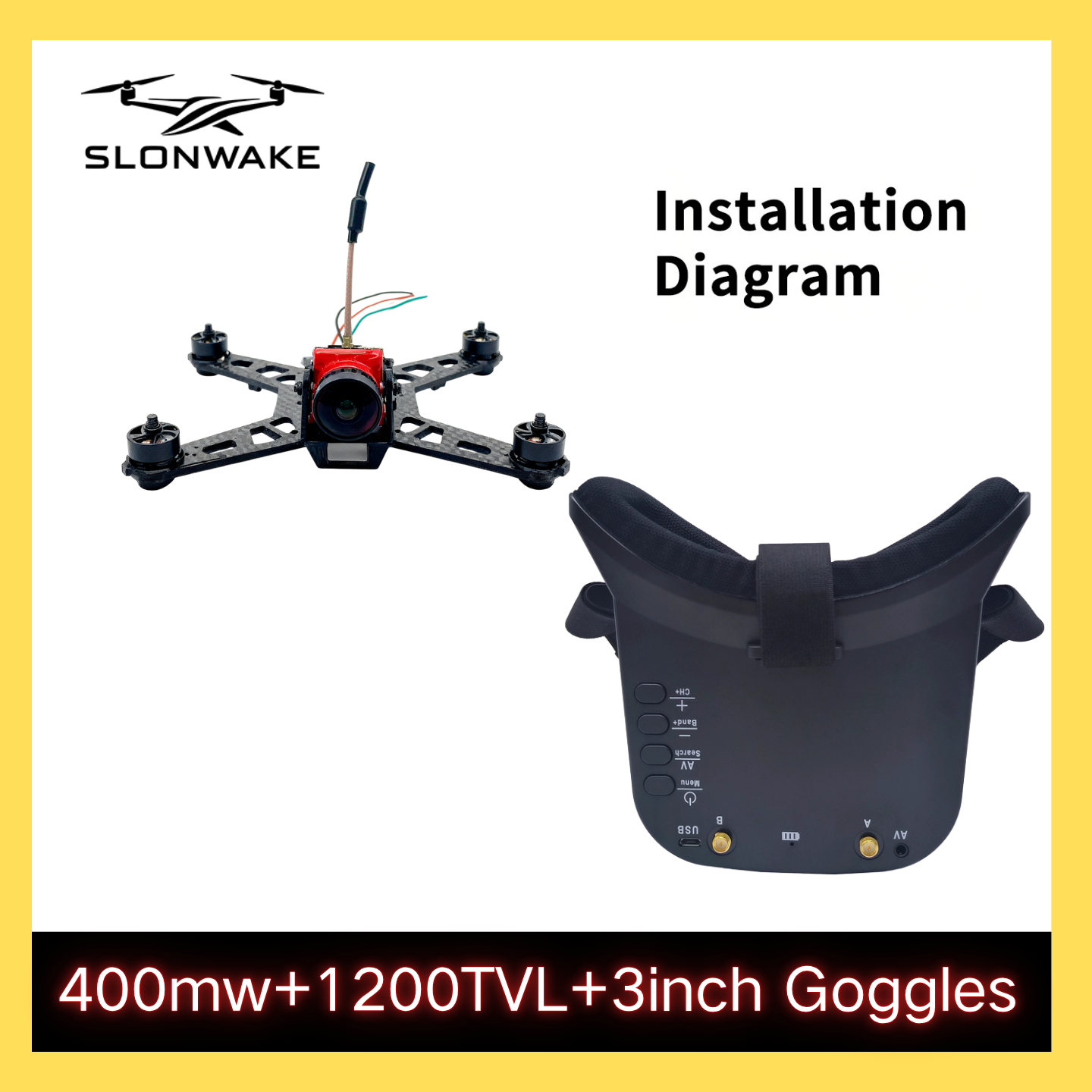 SLONWAKE 5.8G 48CH FPV 400mw V - Drone Frame review and price