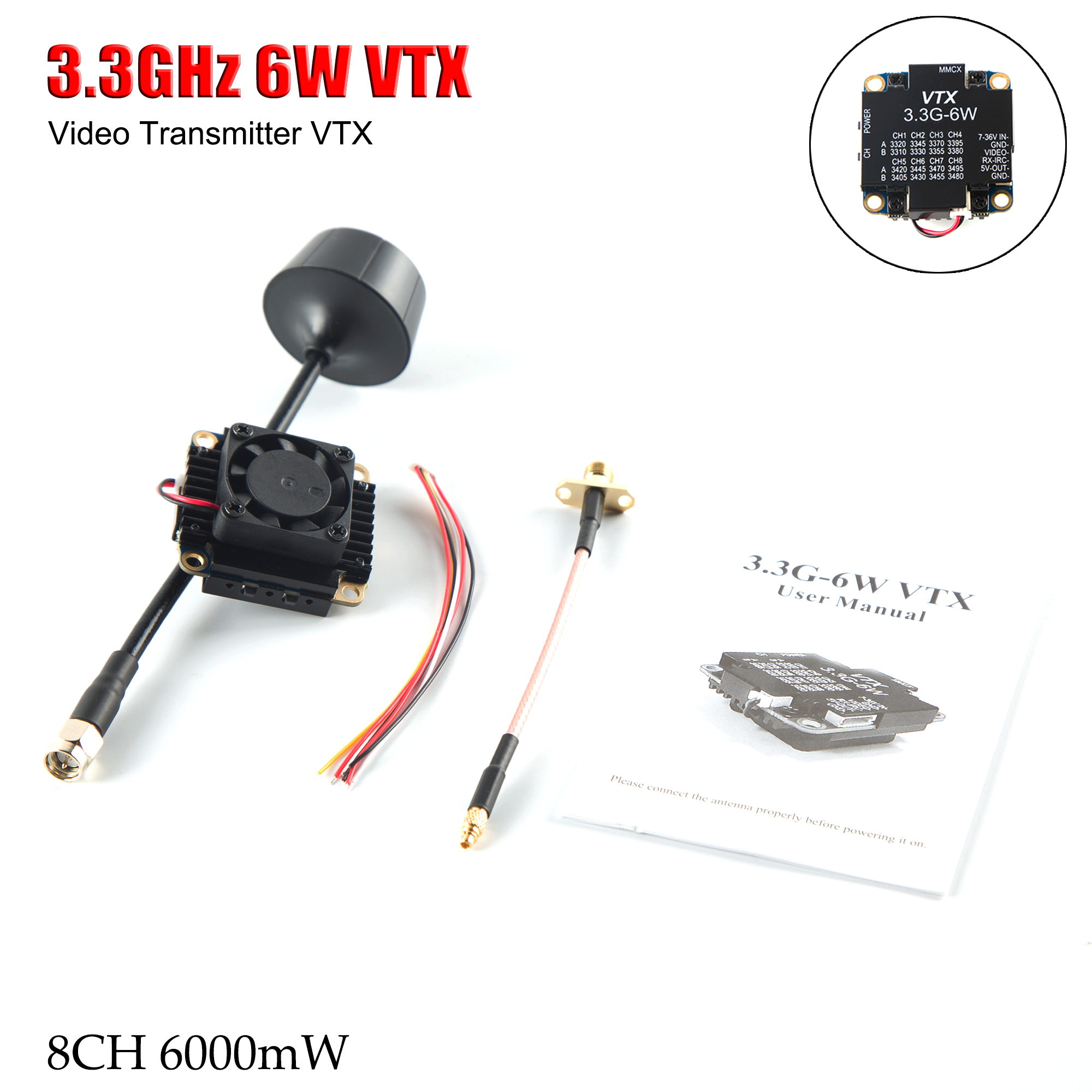 FPV Video Transmitter 3.3G 6W  - Drone Transmitter review and price