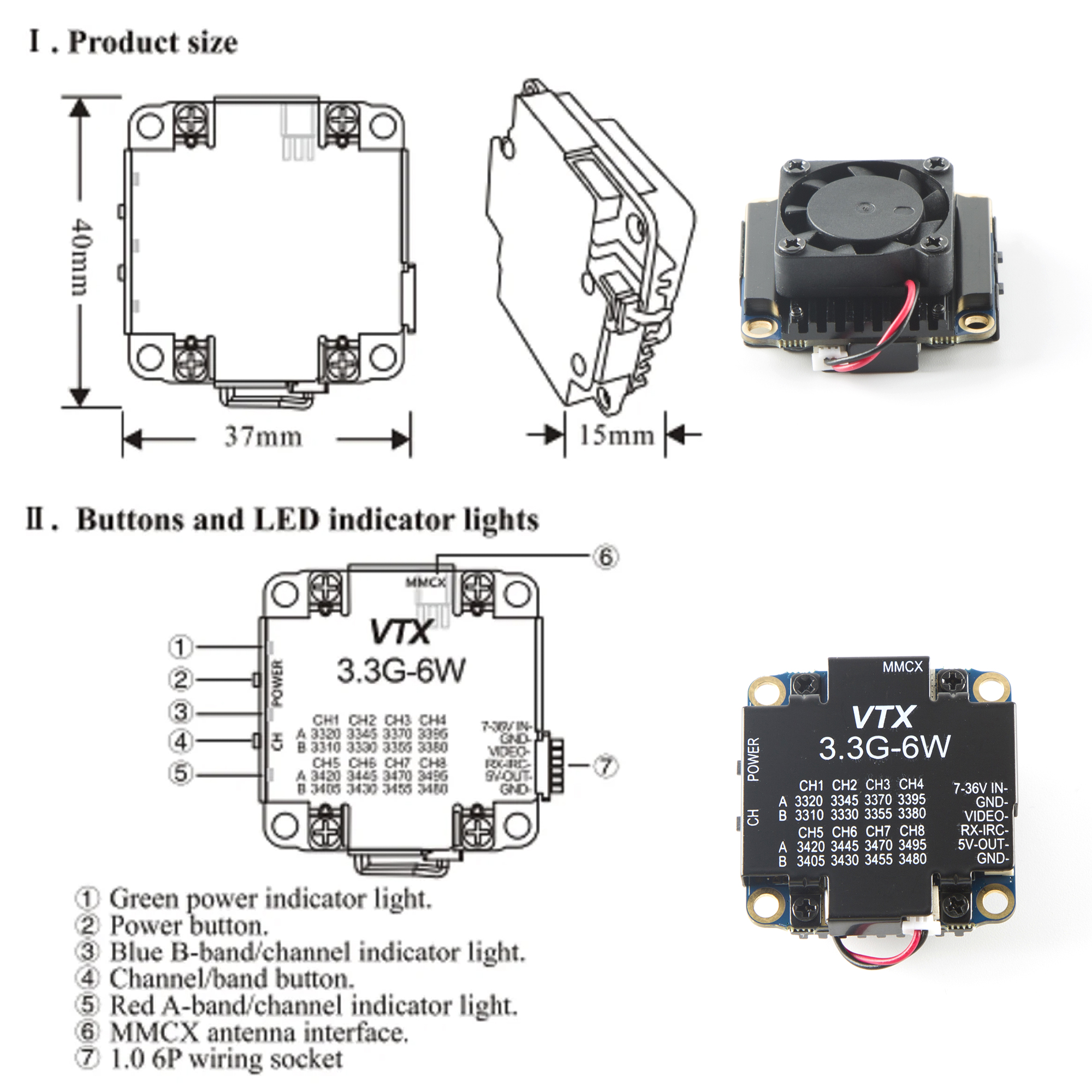 FPV Video Transmitter 3.3G 6W  - Drone Transmitter review and price